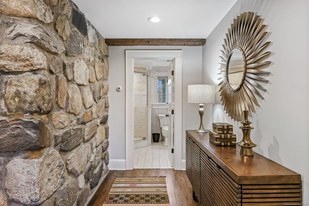 Bathroom, Interior, Recessed Lighting, Stone Walls