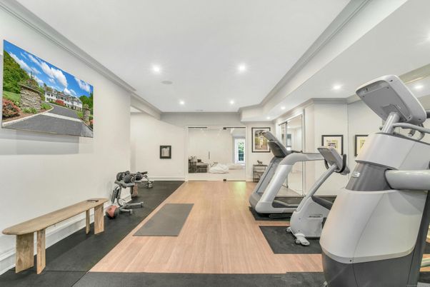 Fitness Equipment, Interior, Recessed Lighting, Wood Texture Flooring