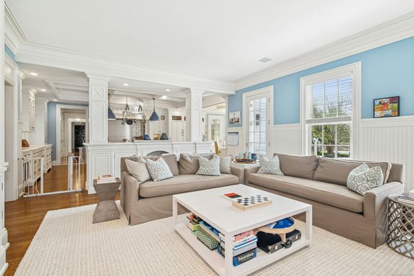 Interior, Kitchen, Living room, Pendant Lights, Recessed Lighting, Wood Texture Flooring