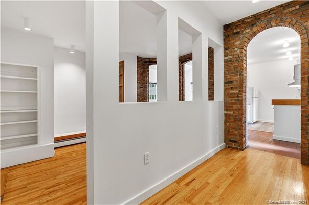 Interior, Recessed Lighting, Stone Walls, Wood Texture Flooring