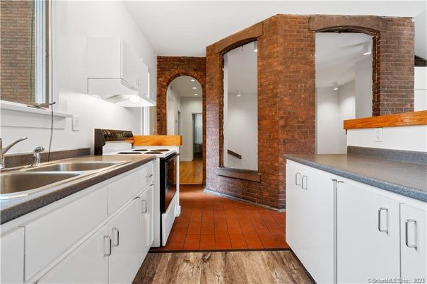 Interior, Kitchen, Stone Walls, Wood Texture Flooring