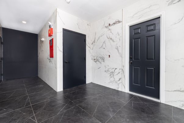 Elevator, Interior, Marble Walls, Recessed Lighting
