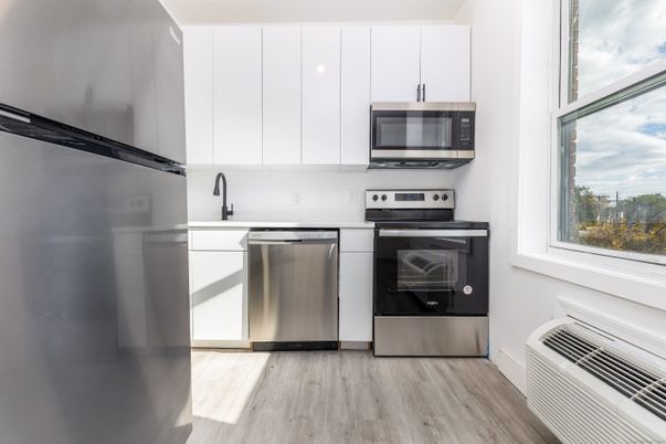 Interior, Kitchen, Stainless Steel Appliances, Wood Texture Flooring