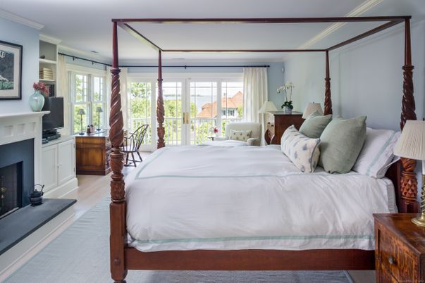 Bedroom, Fireplace, Interior, Wood Texture Flooring