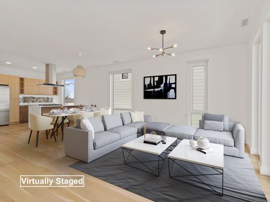 Dining room, Interior, Kitchen, Living room, Pendant Lights, Recessed Lighting, Wood Texture Flooring