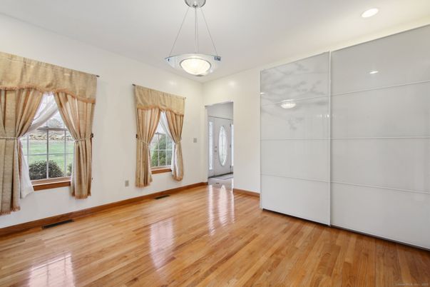 Empty room, Interior, Pendant Lights, Recessed Lighting, Wood Texture Flooring