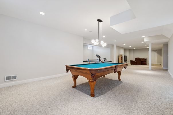 Billiard Table, Game Room, Interior, Pendant Lights, Recessed Lighting