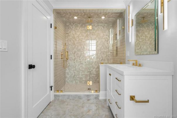 Bathroom, Glass Shower, Interior, Recessed Lighting