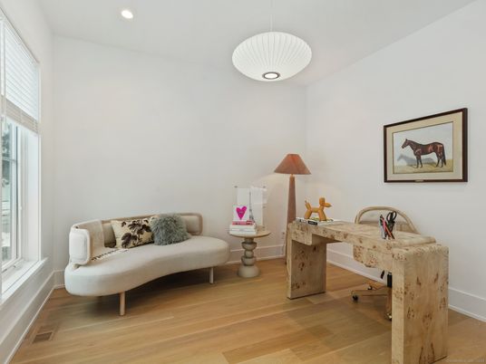 Home Office, Interior, Pendant Lights, Recessed Lighting, Wood Texture Flooring
