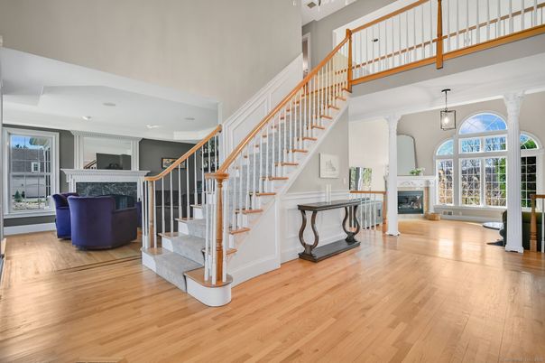 Fireplace, Interior, Pendant Lights, Recessed Lighting, Wood Texture Flooring