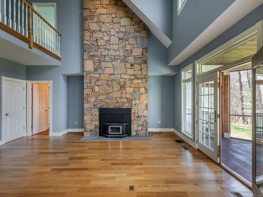 Fireplace, Interior, Stone Walls, Wood Texture Flooring