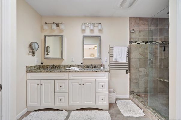 Bathroom, Dual Sink Vanities, Glass Shower, Interior