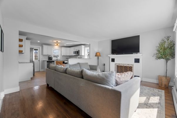 Interior, Kitchen, Living room, Recessed Lighting, Stainless Steel Appliances, Wood Texture Flooring