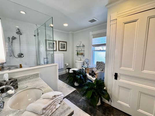 Bathroom, Glass Shower, Interior, Recessed Lighting