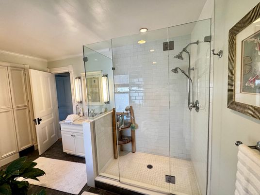 Bathroom, Glass Shower, Interior, Recessed Lighting