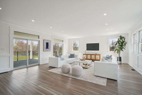 Interior, Living room, Recessed Lighting, Wood Texture Flooring