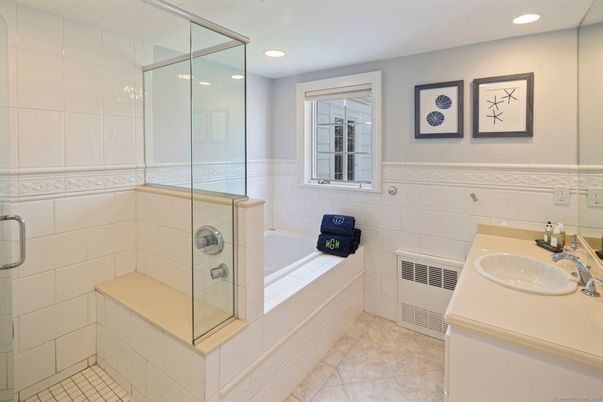Bathroom, Glass Shower, Interior, Recessed Lighting