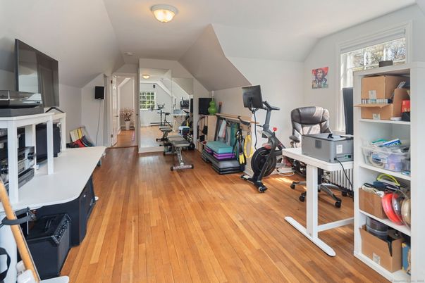 Fitness Equipment, Home Office, Interior, Wood Texture Flooring