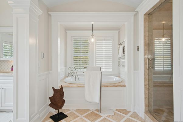 Bathroom, Glass Shower, Interior, Pendant Lights