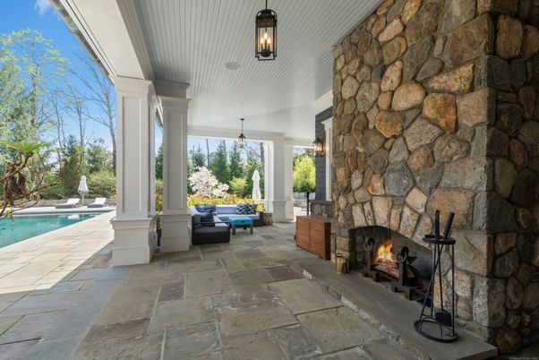 Exterior, Fireplace, Pool