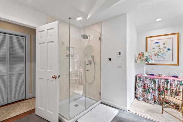 Bathroom, Glass Shower, Interior, Recessed Lighting