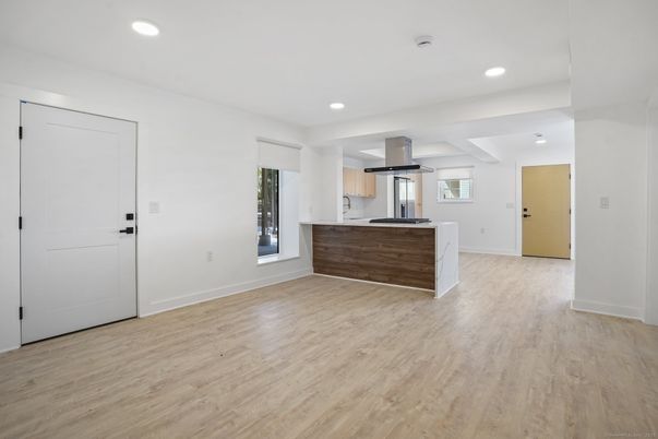 Interior, Kitchen, Recessed Lighting, Wood Texture Flooring