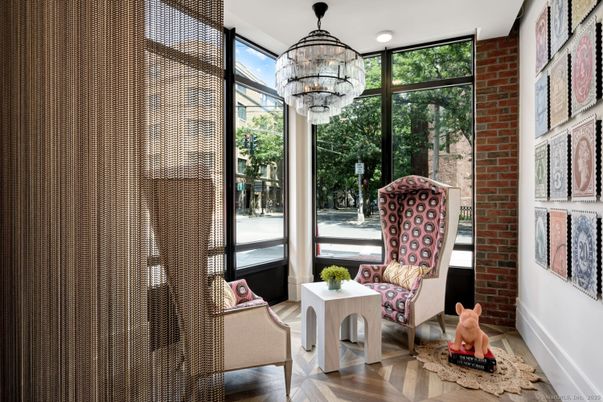 Chandelier, Interior, Stone Walls, Wood Texture Flooring