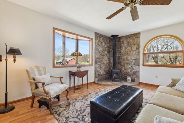 Fireplace, Interior, Living room, Stone Walls, Wood Texture Flooring