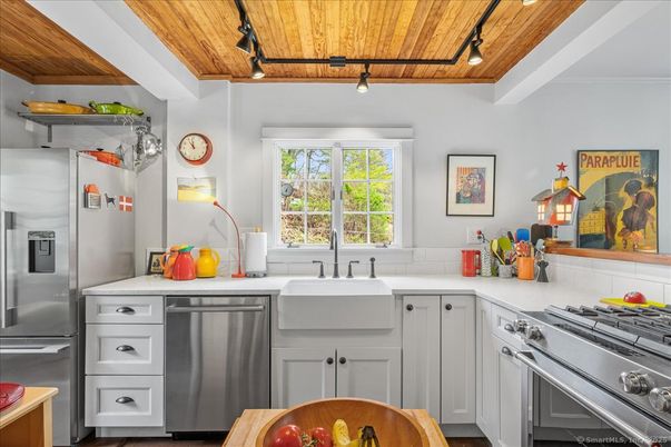 Interior, Kitchen, Stainless Steel Appliances, Wooden Ceilings, Wood Texture Flooring