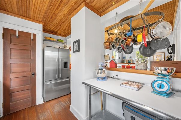 Interior, Kitchen, Stainless Steel Appliances, Wooden Ceilings, Wood Texture Flooring