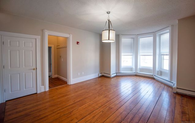 Empty room, Interior, Pendant Lights, Wood Texture Flooring