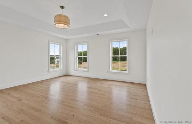 Empty room, Interior, Pendant Lights, Recessed Lighting, Wood Texture Flooring