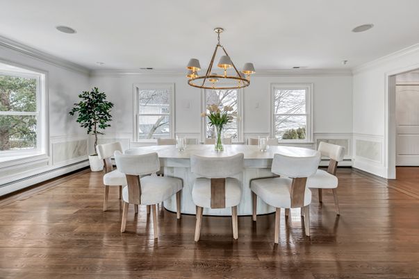 Chandelier, Dining room, Interior, Wood Texture Flooring