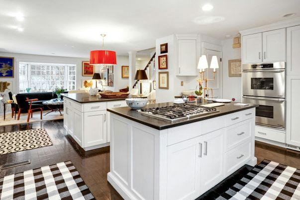 Dining room, Interior, Kitchen, Recessed Lighting, Stainless Steel Appliances, Wood Texture Flooring