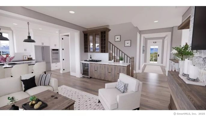 Interior, Kitchen, Living room, Pendant Lights, Recessed Lighting, Stainless Steel Appliances, Wood Texture Flooring