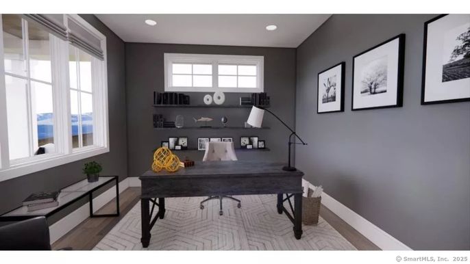 Home Office, Interior, Recessed Lighting, Wood Texture Flooring