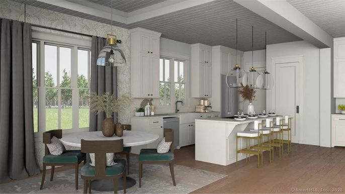 Dining room, Interior, Kitchen, Pendant Lights, Wood Texture Flooring