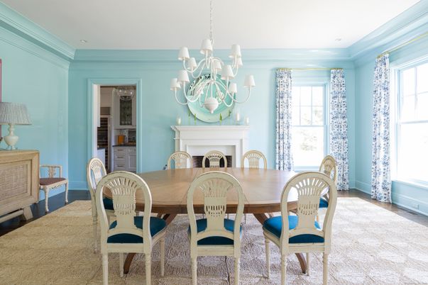 Chandelier, Dining room, Fireplace, Interior, Recessed Lighting