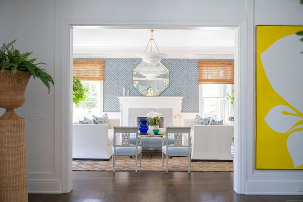 Fireplace, Interior, Living room, Pendant Lights, Wood Texture Flooring