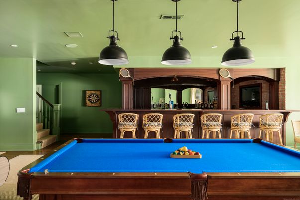 Billiard Table, Game Room, Interior, Pendant Lights, Recessed Lighting