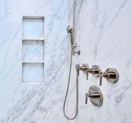 Bathroom, Glass Shower, Interior, Marble Walls