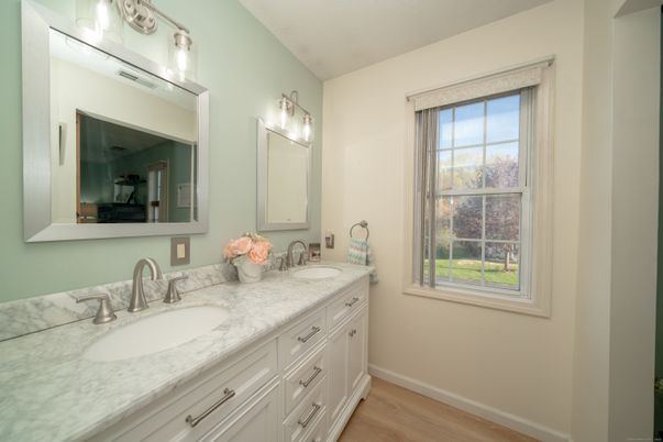 Bathroom, Dual Sink Vanities, Interior, Wood Texture Flooring