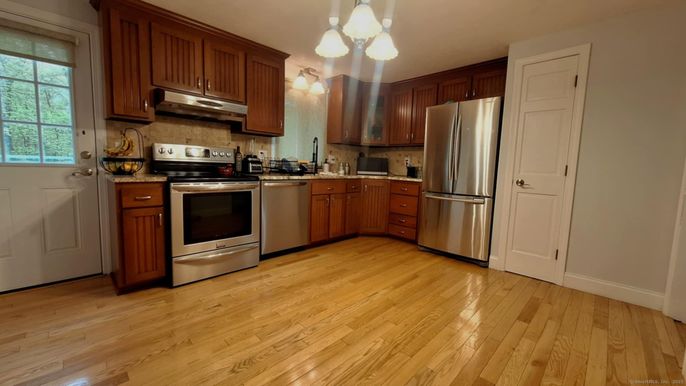 Interior, Kitchen, Stainless Steel Appliances, Wood Texture Flooring