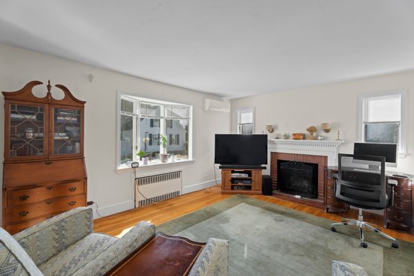 Fireplace, Home Office, Interior, Wood Texture Flooring