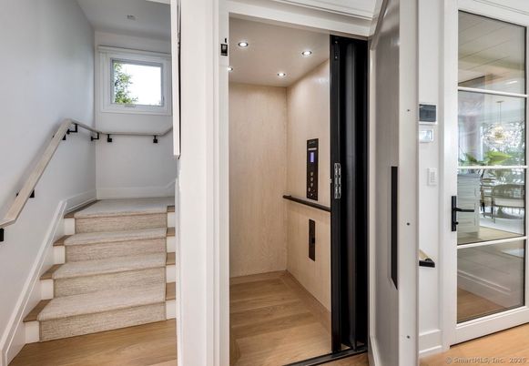 Elevator, Interior, Recessed Lighting, Wood Texture Flooring