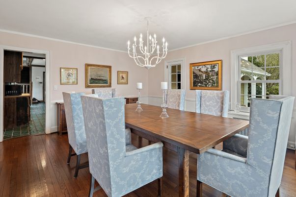 Chandelier, Dining room, Interior, Wood Texture Flooring