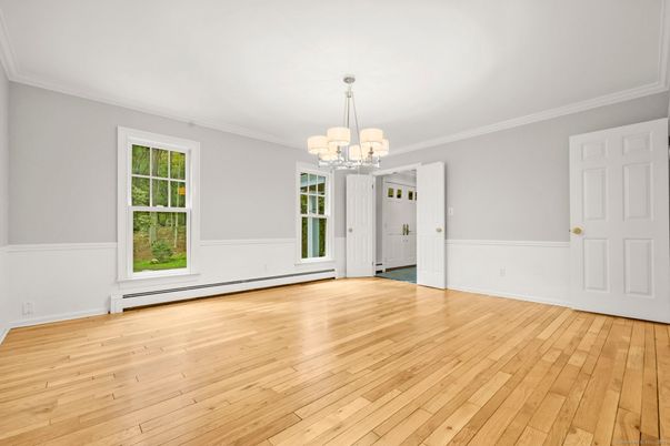 Chandelier, Empty room, Interior, Wood Texture Flooring