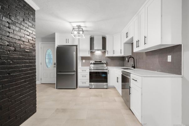 Interior, Kitchen, Stainless Steel Appliances, Stone Walls