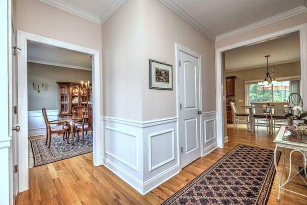 Chandelier, Dining room, Interior, Wood Texture Flooring