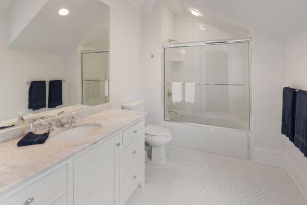 Bathroom, Glass Shower, Interior, Recessed Lighting